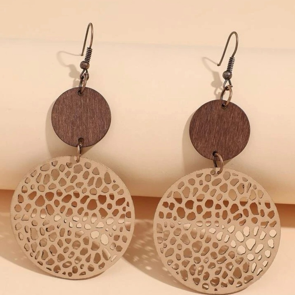 Hollow Out Round Decor Drop Earrings